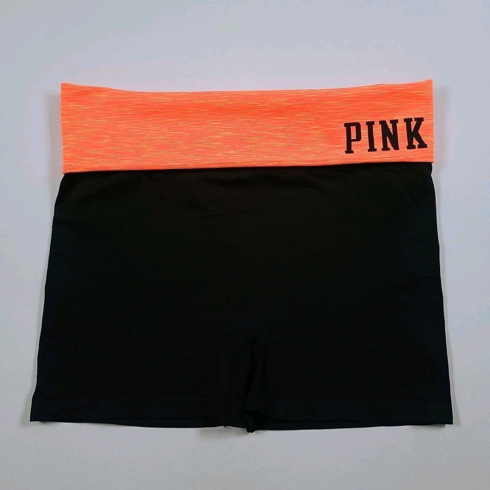 Y2k Pink Victoria Secret Orange Fold Over Black Biker Shirts Yoga Large